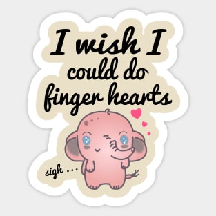 Elephant sighing and wishing they could do finger hearts - Kawaii Sticker